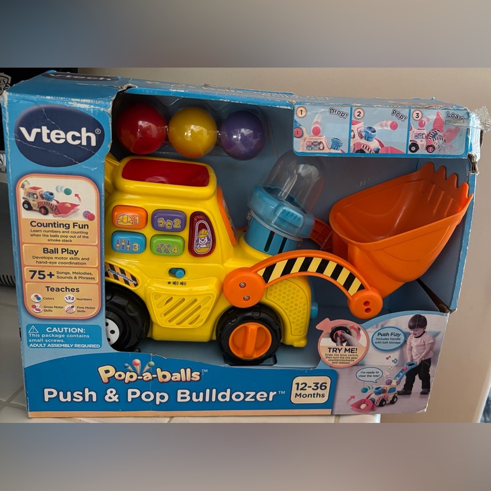 VTech Pop-a-Balls Push & Pop Bulldozer - Yellow and Orange